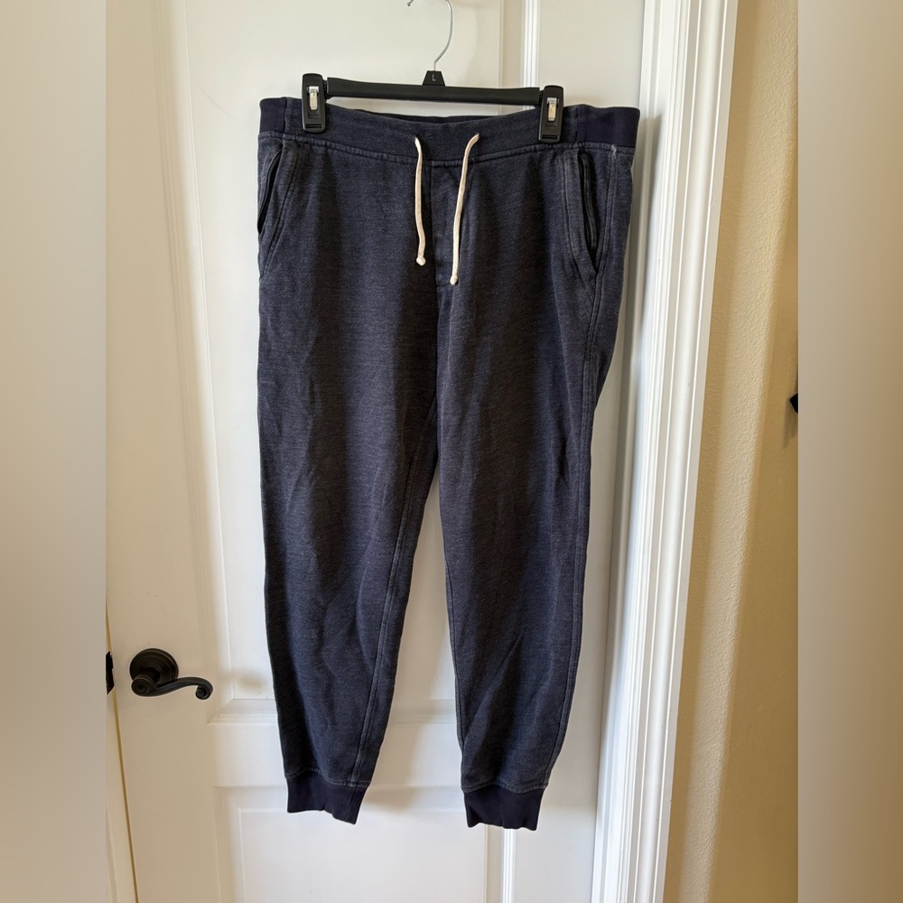 J.Crew Knit Goods Jogger Sweatpants Men’s Medium Slim Navy Heather Zip Pockets